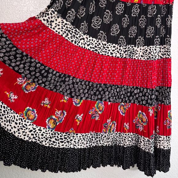 Vintage Lucia Lukken Skirt Womens Mix Floral Spotted Tiered Boho Maxi Flowy 90s - Picture 7 of 12